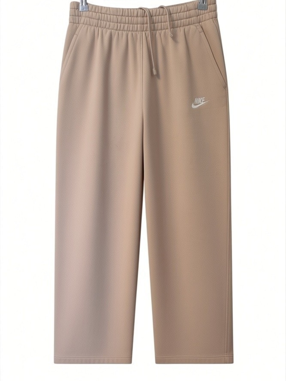 Nike Girls XL Beige Oatmeal Fleece Wide Leg Sweatpants Swoosh